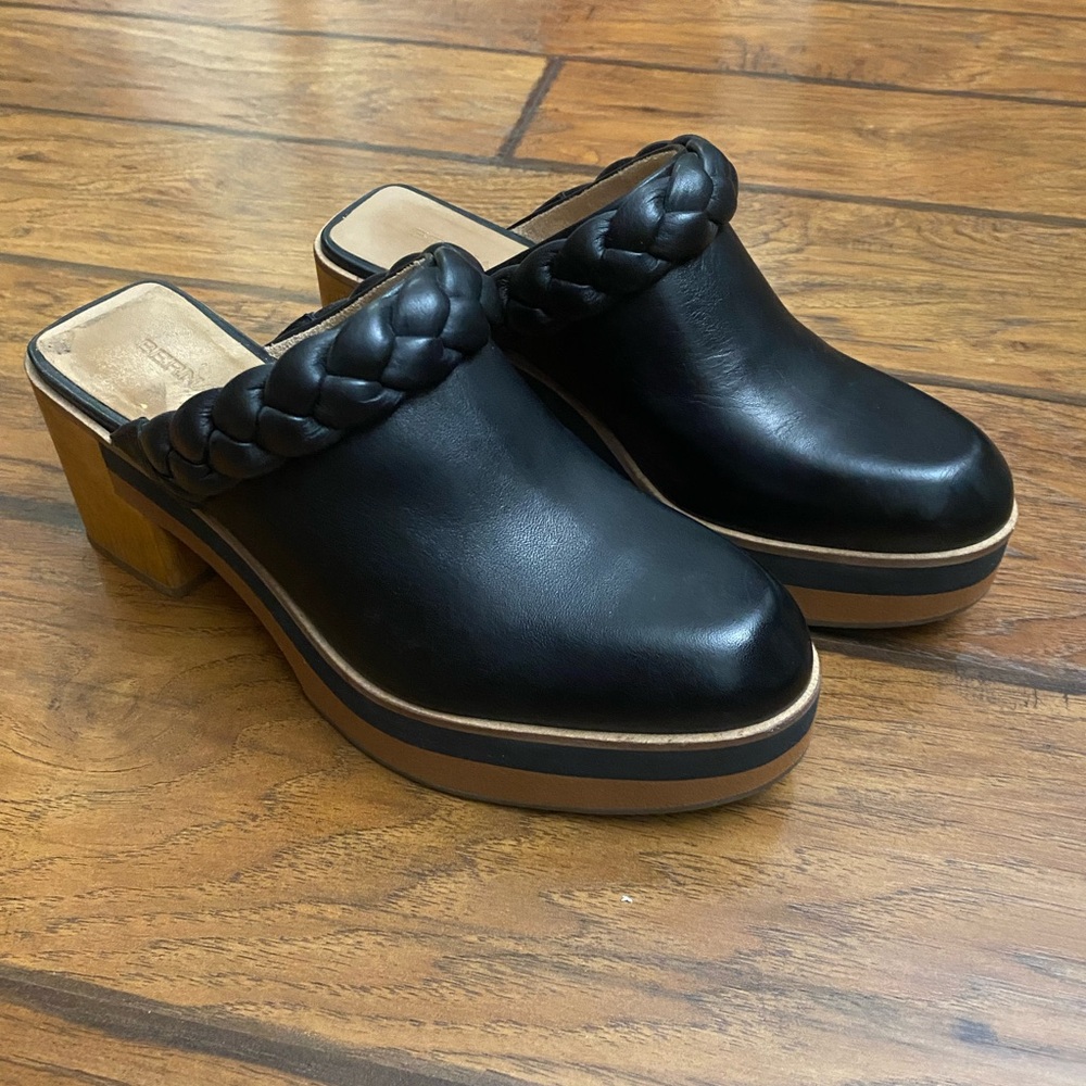 Bernardo Saffia Black Leather Mule Clogs Size 7.5 - Picture 3 of 9
